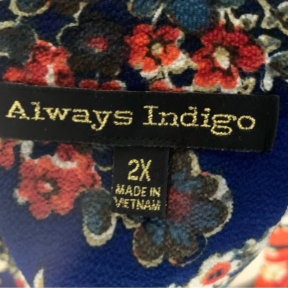 Vibrant Floral Blouse - Blue and Orange - Picture 4 of 8